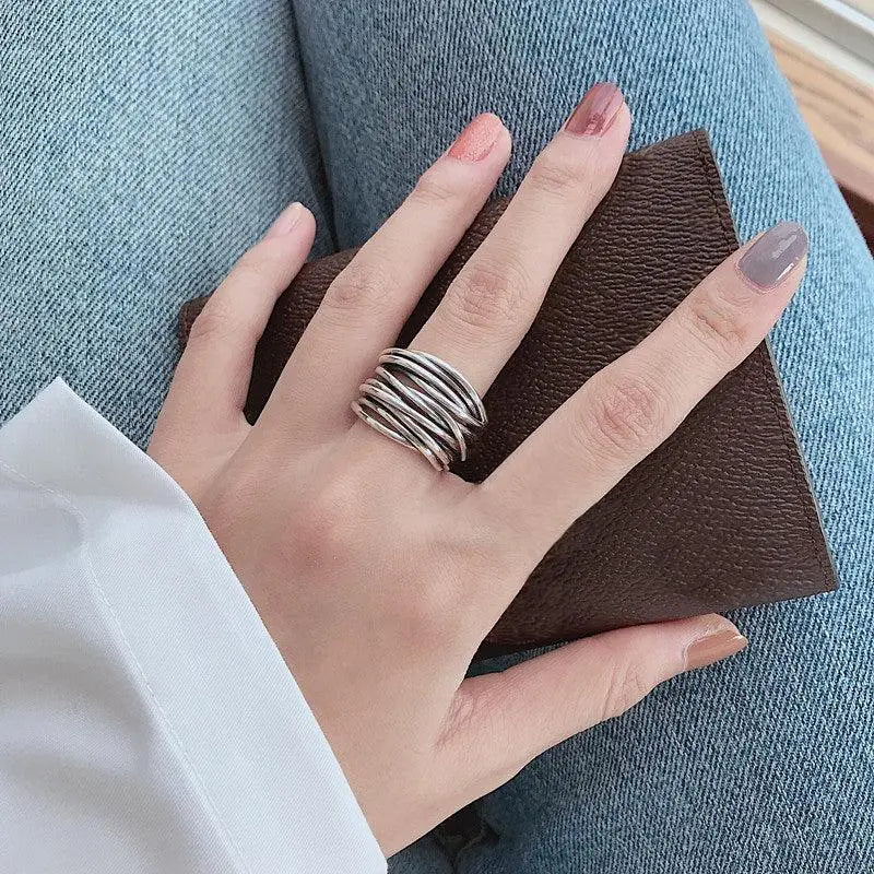 Anillo ajustable de capa de plata