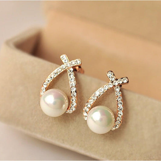 Pendientes de perla con purpurina