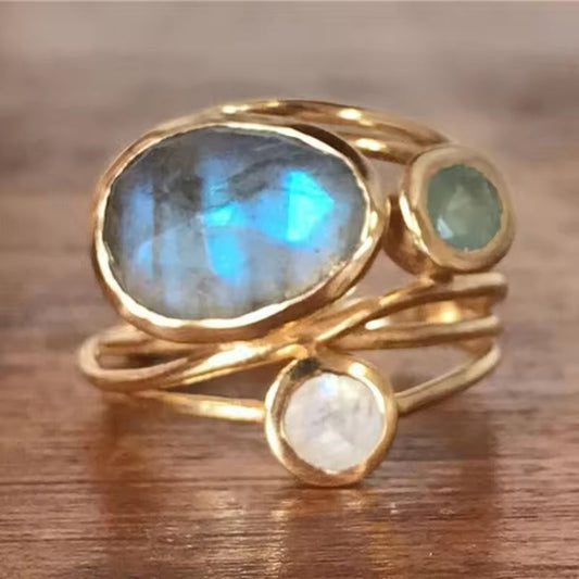 Anillo de vidrio azul turquesa vintage
