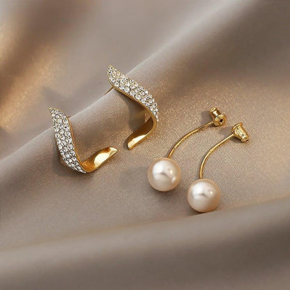 Pendientes de perlas doradas