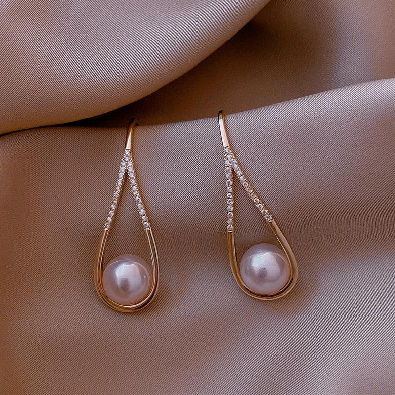 Pendientes de Perlas en Oro Rosa