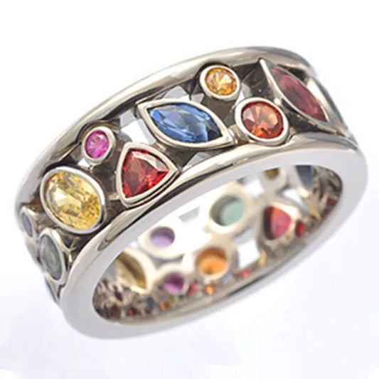 Anillo de plata con circonia colorida vintage