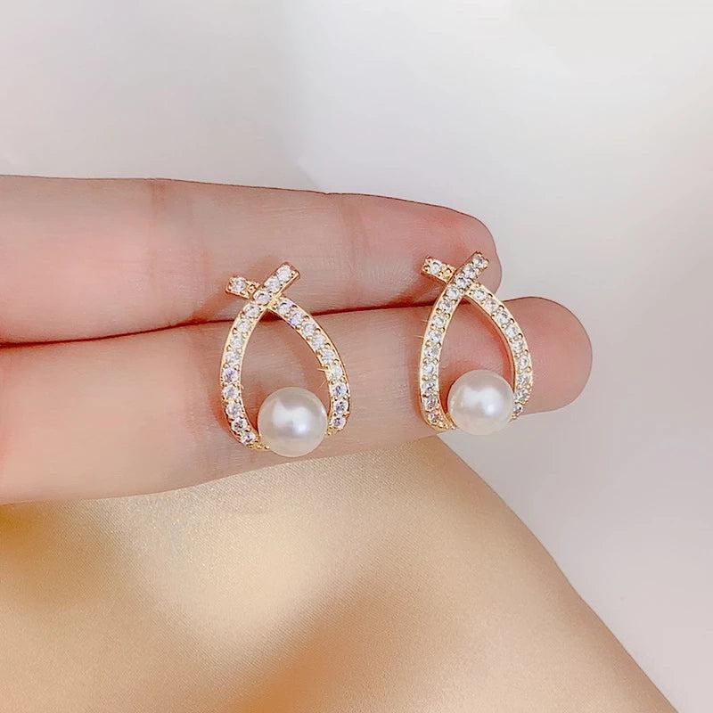 Pendientes de perla con purpurina
