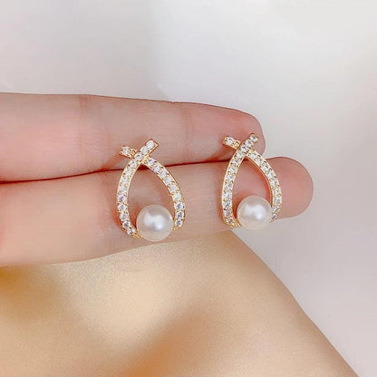 Pendientes de perla con purpurina