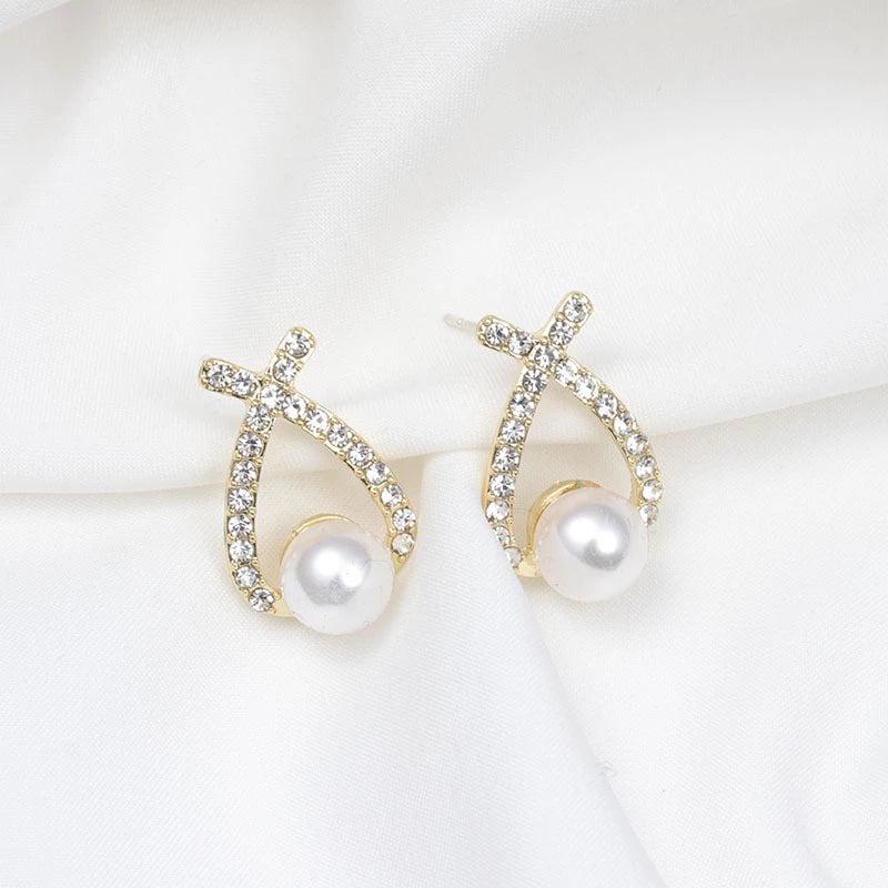 Pendientes de perla con purpurina