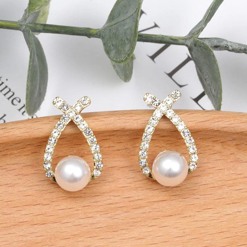 Pendientes de perla con purpurina