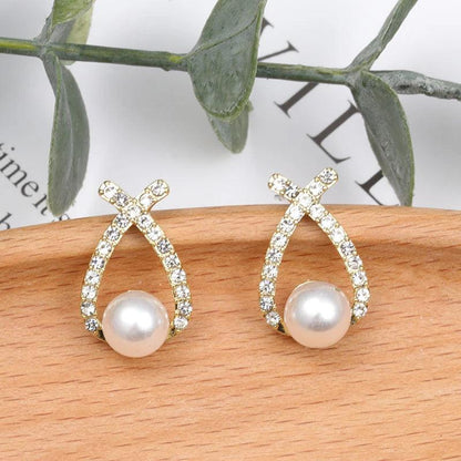 Pendientes de perla con purpurina