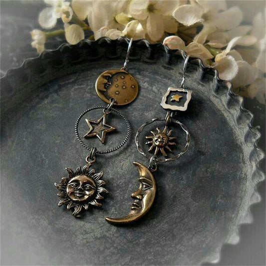 Pendientes con colgante de sol y luna