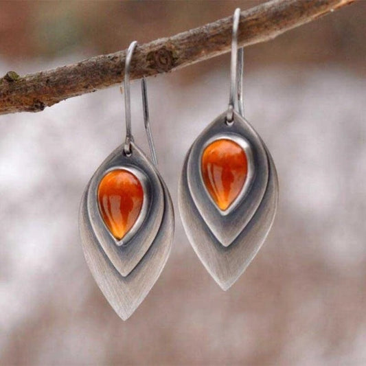 Pendientes vintage de piedra naranja