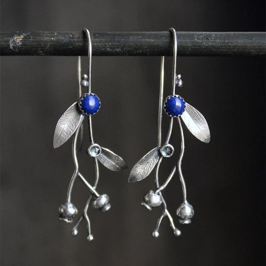 Pendientes de plata con piedra azul vintage
