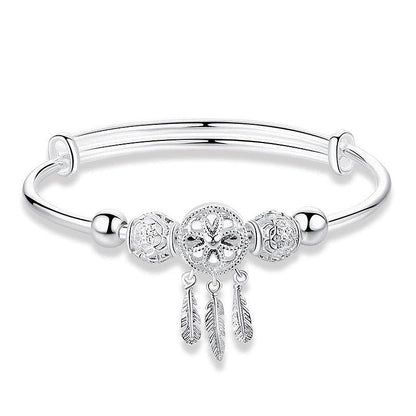 Pulsera ajustable de dijes con atrapasueños de plata 925
