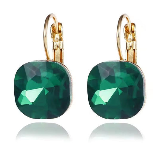 Pendientes de Zirconia Verde y Oro