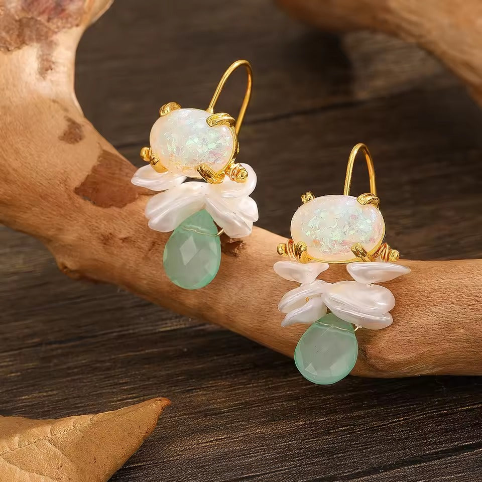 Pendientes Vintage de Piedra Natural Azul