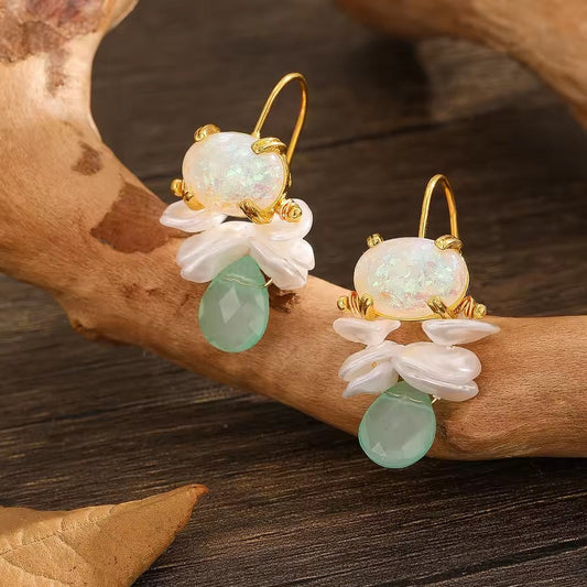 Pendientes Vintage de Piedra Natural Azul