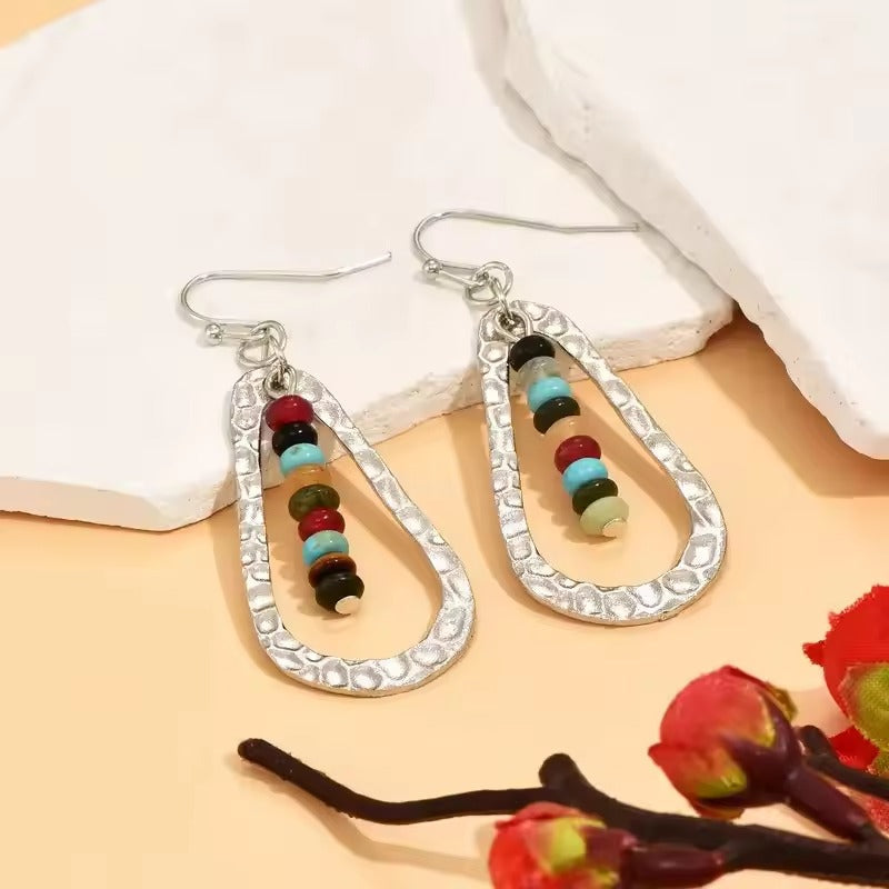 Pendientes de piedras pintadas a mano vintage