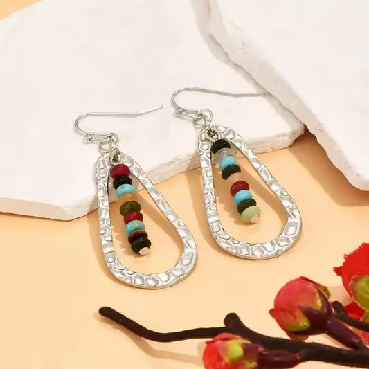 Pendientes de piedras pintadas a mano vintage