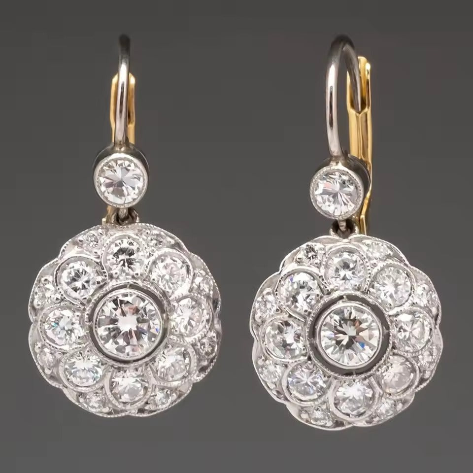 Pendientes redondeados de cristales incrustados vintage