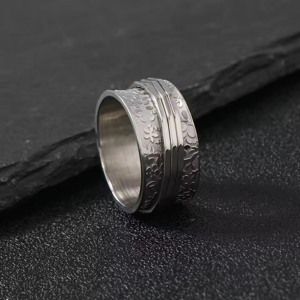 Anillo Vintage Giratorio Delgado de Oro y Plata