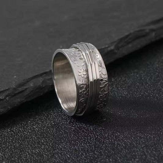 Anillo Vintage Giratorio Delgado de Oro y Plata