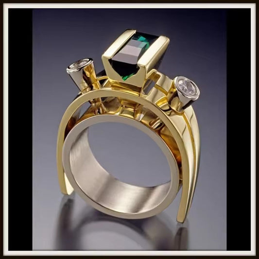 Anillo brillante con cristales vintage en oro