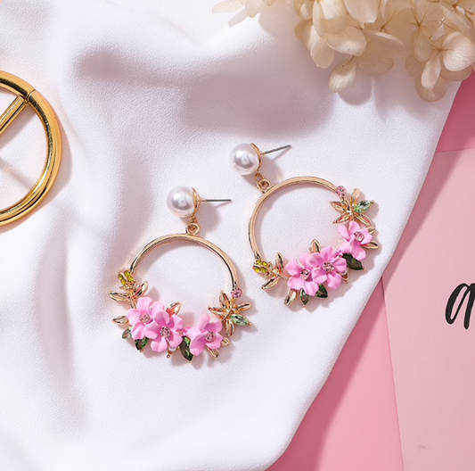Pendientes de Flores y perlas en oro