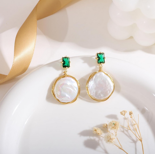 pendientes de perlas barrocas de cristal rojo vintage