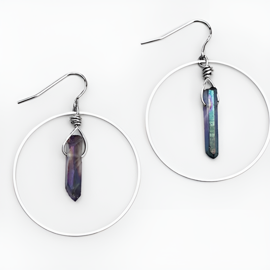 Aros de pendiente de cristal verde