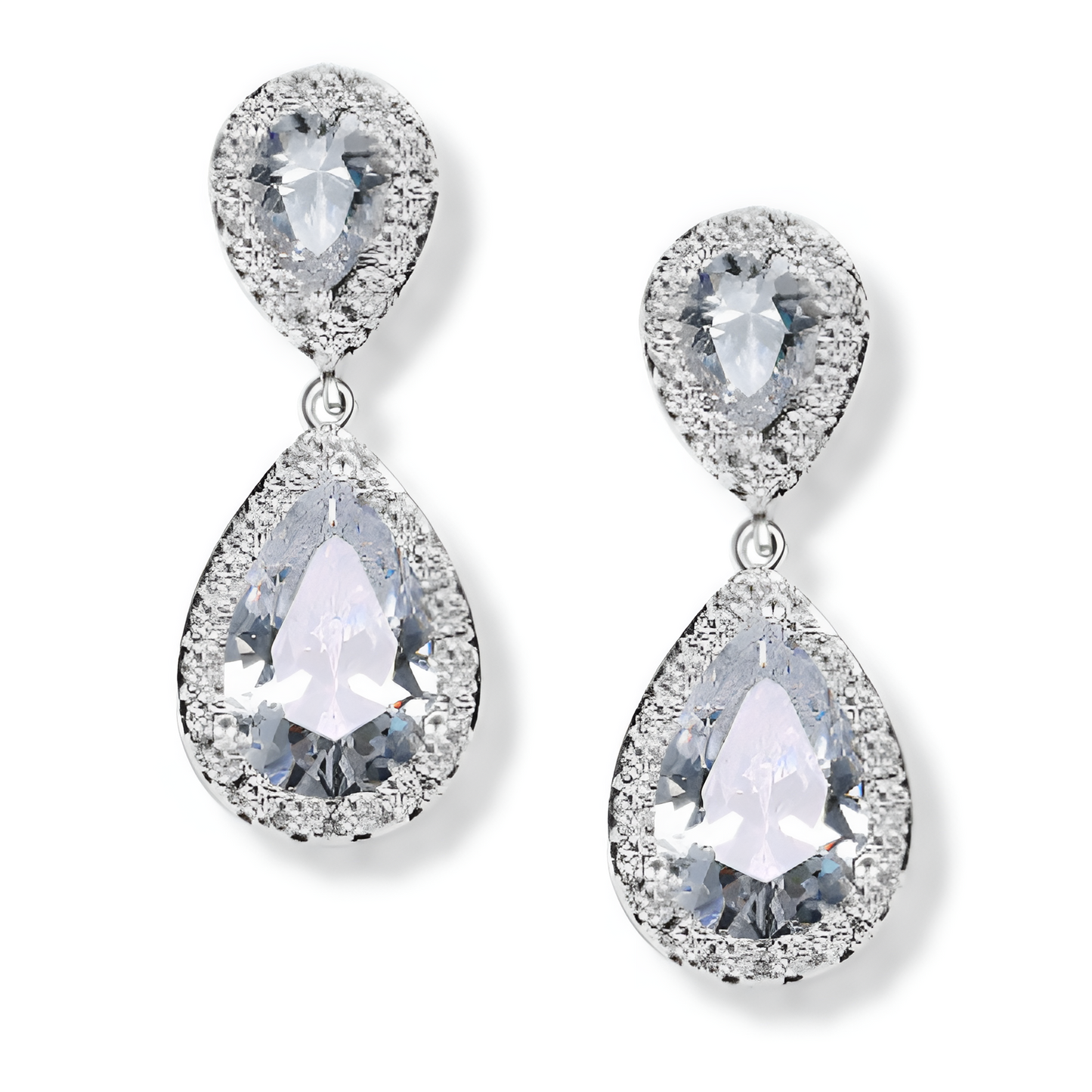 Pendientes llamativos con zirconia en forma de lágrima