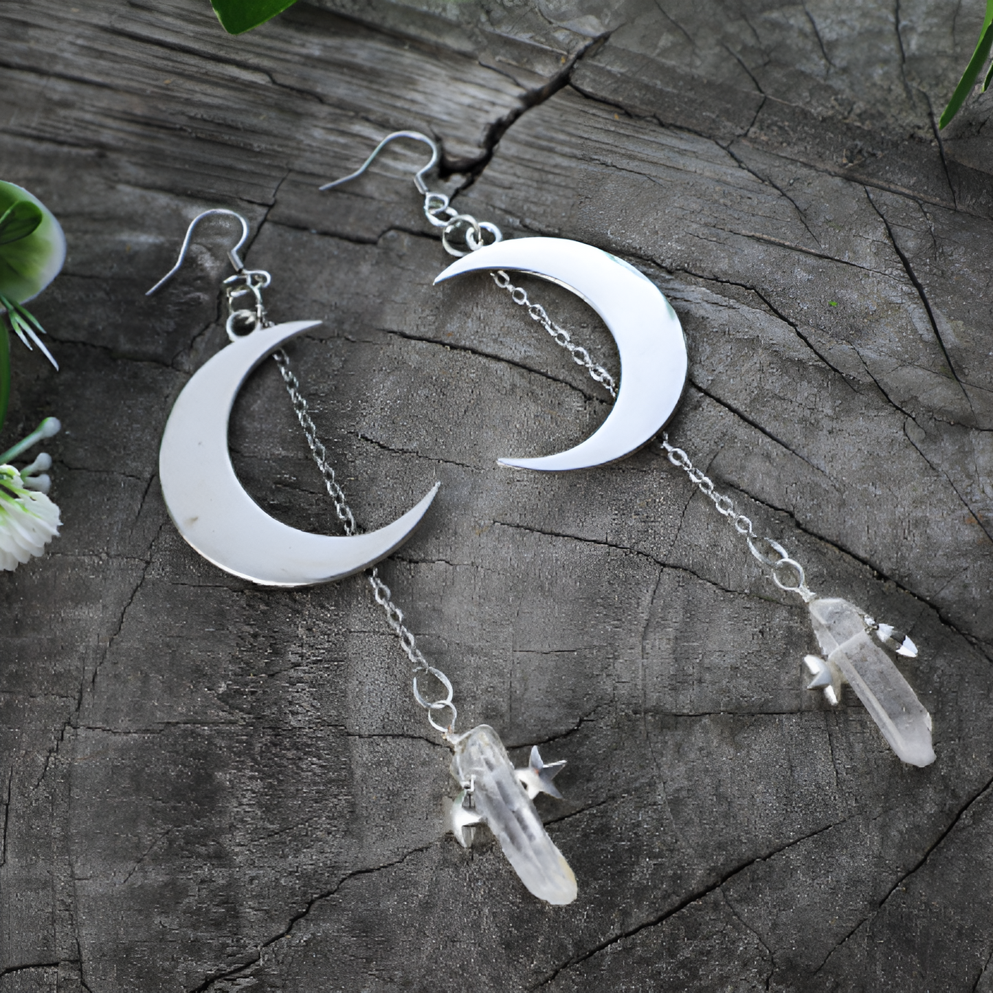 Pendientes colgantes vintage con luna