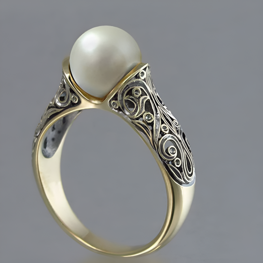 Anillo de Perla Barroca de Oro