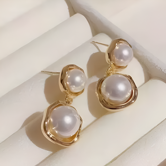 Pendientes de perlas chapados en oro
