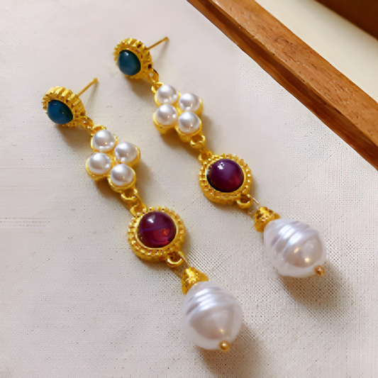 Pendientes de Pearl y Piedras Preciosas Heritage