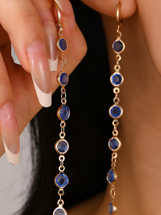 Pendientes elegantes de aro con dragón de cristal azul