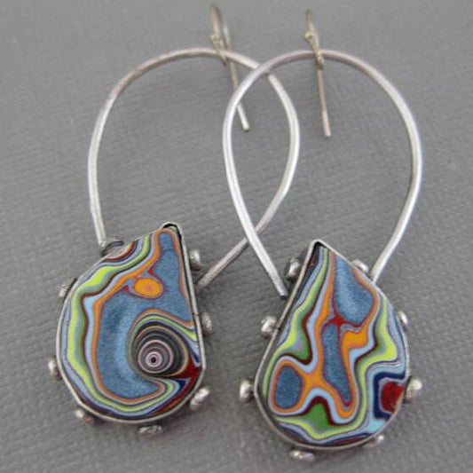 Pendientes vintage pintados a mano multicolor