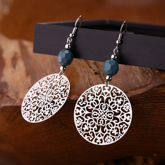 Pendientes Vintage de Mandala Plateados