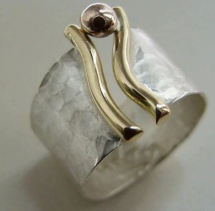 Anillo vintage de oro y plata chapados