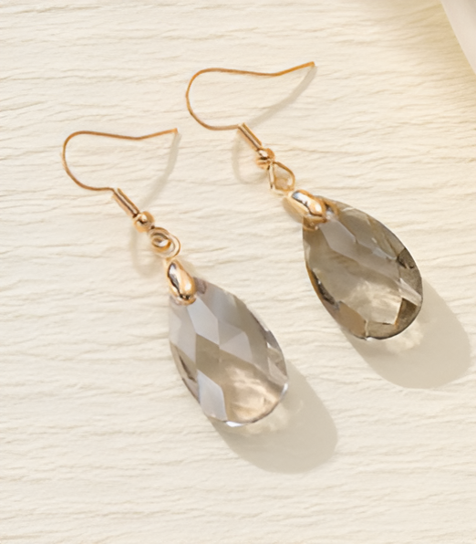 Pendientes vintage de cristal blanco colgantes