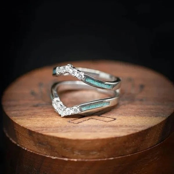 Anillo de Diamantes y Turquesa Natural