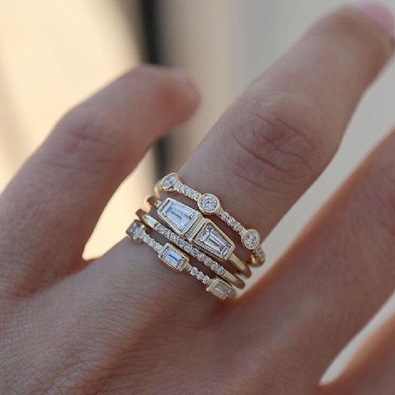 Conjunto de anillos vintage de plata con turquesa y vidrio