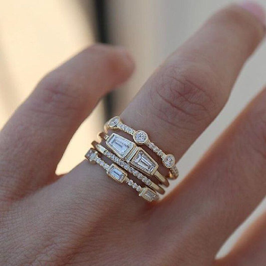 Conjunto de anillos vintage de plata con turquesa y vidrio