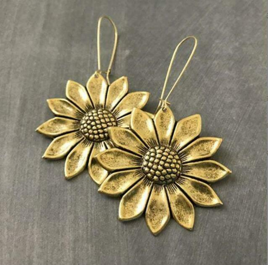 Pendientes vintage de girasol