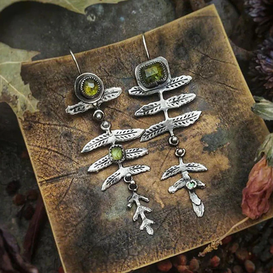 Pendientes vintage de naturaleza en plata
