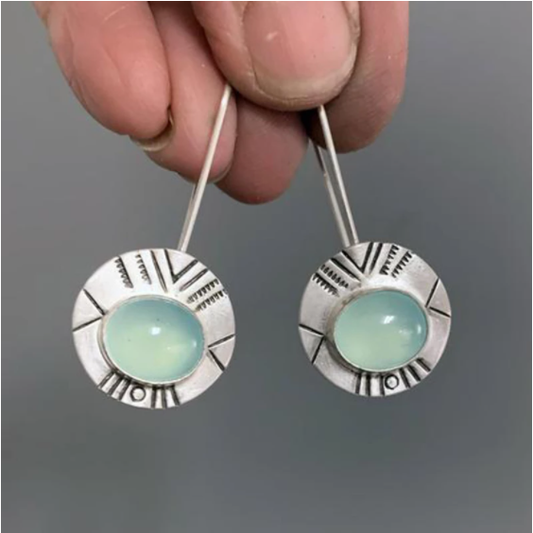 Pendientes vintage de cristal de luna verde