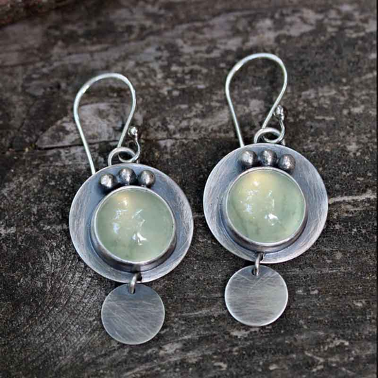 Pendientes vintage de piedra lunar verde