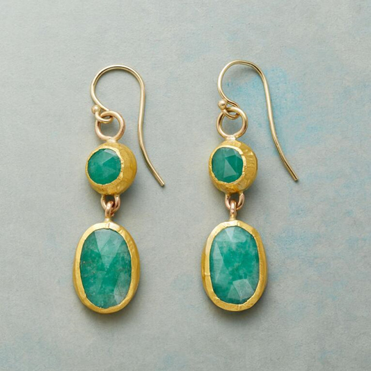 Aretes de oro con piedra de turquesa vintage