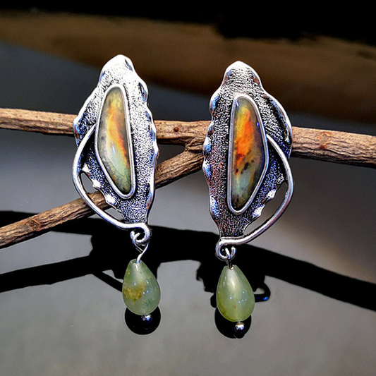 Pendientes vintage de piedra cósmica verde