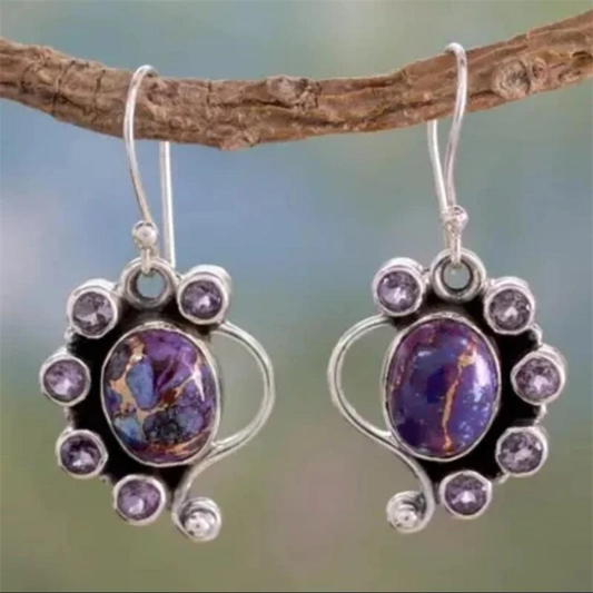 Aretes de piedra morada vintage