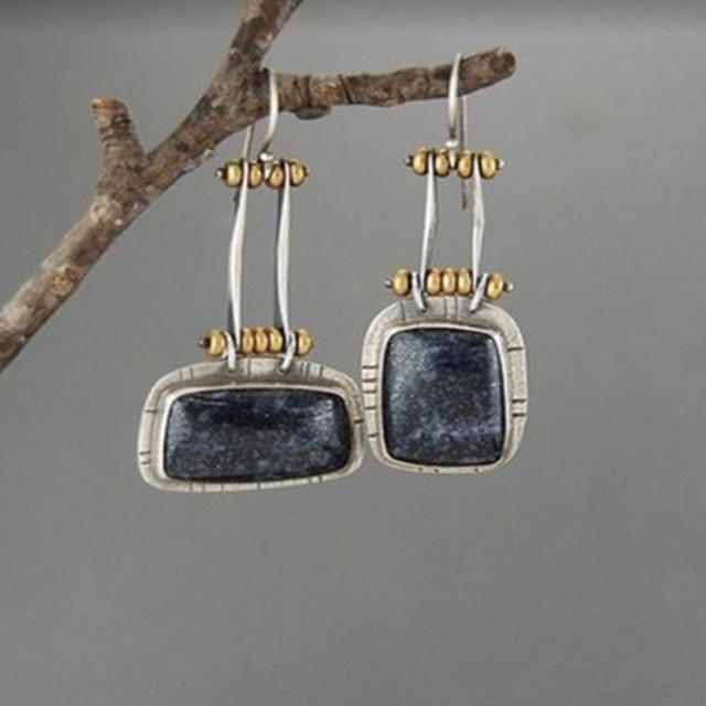 Pendientes vintage plateados medianoche