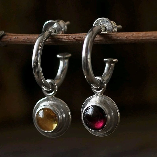 Pendientes gruesos con cristales bicolores vintage