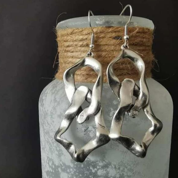 Pendientes vintage irregulares de plata